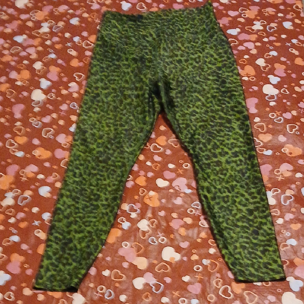 Good American Womens Green Animal Print Leggings